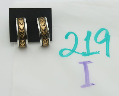 Navajo Hoop Earrings 925 Silver & Gold Artist Signed Randall Endito C.80's