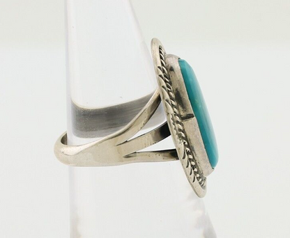 Navajo Ring 925 Silver Natural Blue Turquoise Artist Signed M BEGAY C.80's