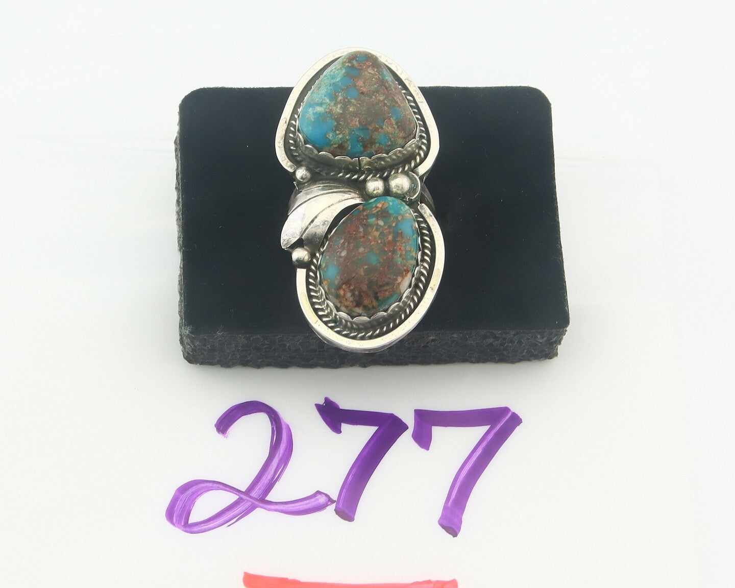 Vintage Navajo Ring 925 Sterling Authentic Turquoise Artist Signed Size 7.75