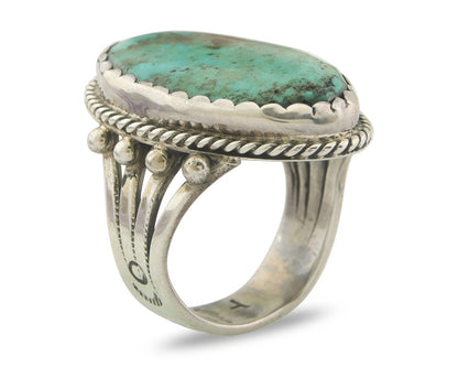 Vintage Navajo Ring 925 Sterling Turquoise Signed FG Size 8.25