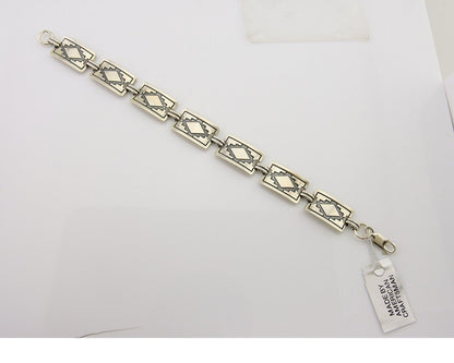 Navajo Hamdmade Link Bracelet 925 Silver Native American Artist C.80's