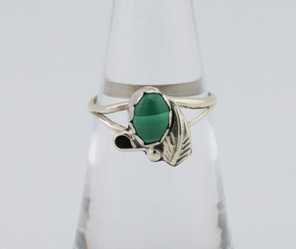 Navajo Handmade Ring 925 Silver Natural Malachite Native Artist Size 5.75 C.80's