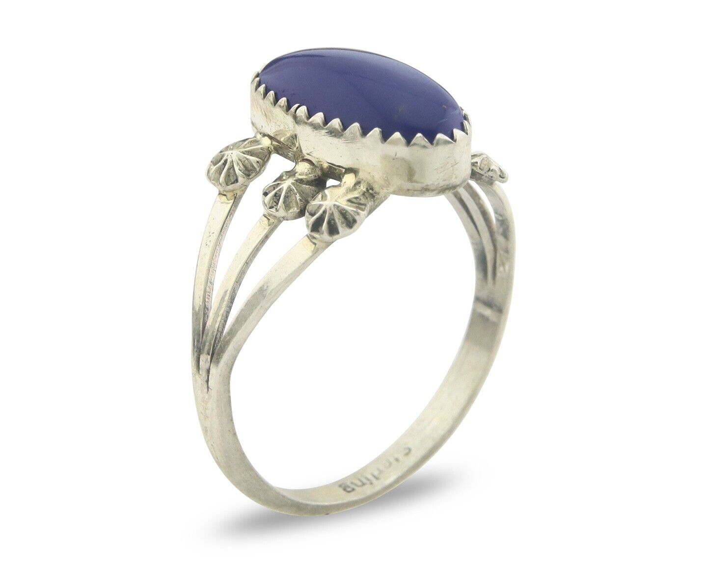 Navajo Ring 925 Sterling Natural Lapis Handmade Native Artist C.80's