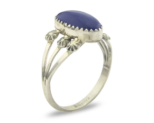 Navajo Ring 925 Sterling Natural Lapis Handmade Native Artist C.80's
