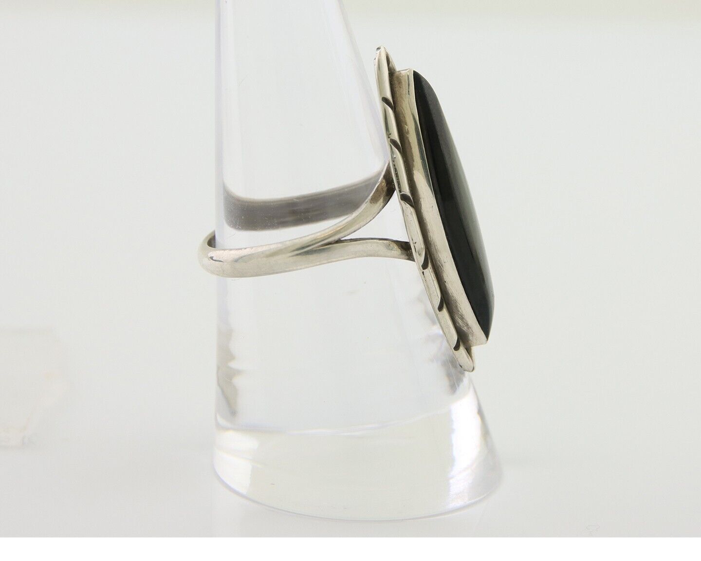 Navajo Handmade Ring 925 Silver Black Onyx Artist Signed M #10 C.80's