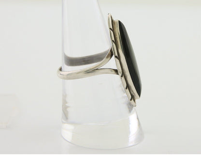 Navajo Handmade Ring 925 Silver Black Onyx Artist Signed M #10 C.80's