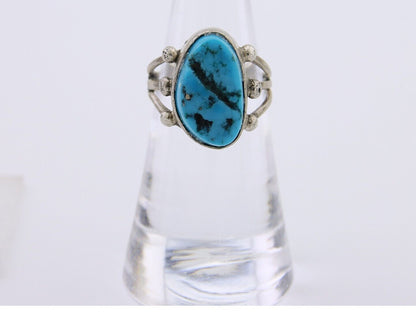 Navajo Handmade Ring 925 Silver Sleeping Beauty Turquoise Artist C.80's
