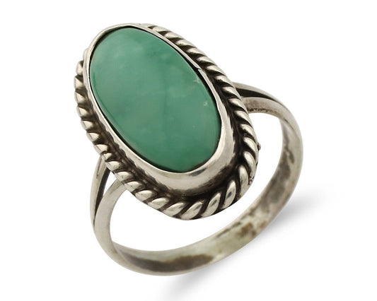 Navajo Ring 925 Silver Kingman Turquoise Artist Signed M Montoya C.80's