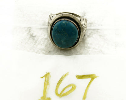 Navajo Ring .925 SOLID Silver Blue Gem Turquoise Signed Doug Zachary C.80's