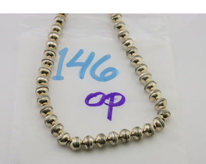 Navajo Bead Necklace 925 Silver Turquoise Native American Artist C.80's