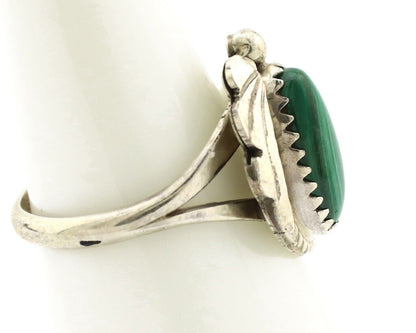 Navajo Ring 925 Silver Natural Mined Malachite Artist Signed Justin Morris C.80s