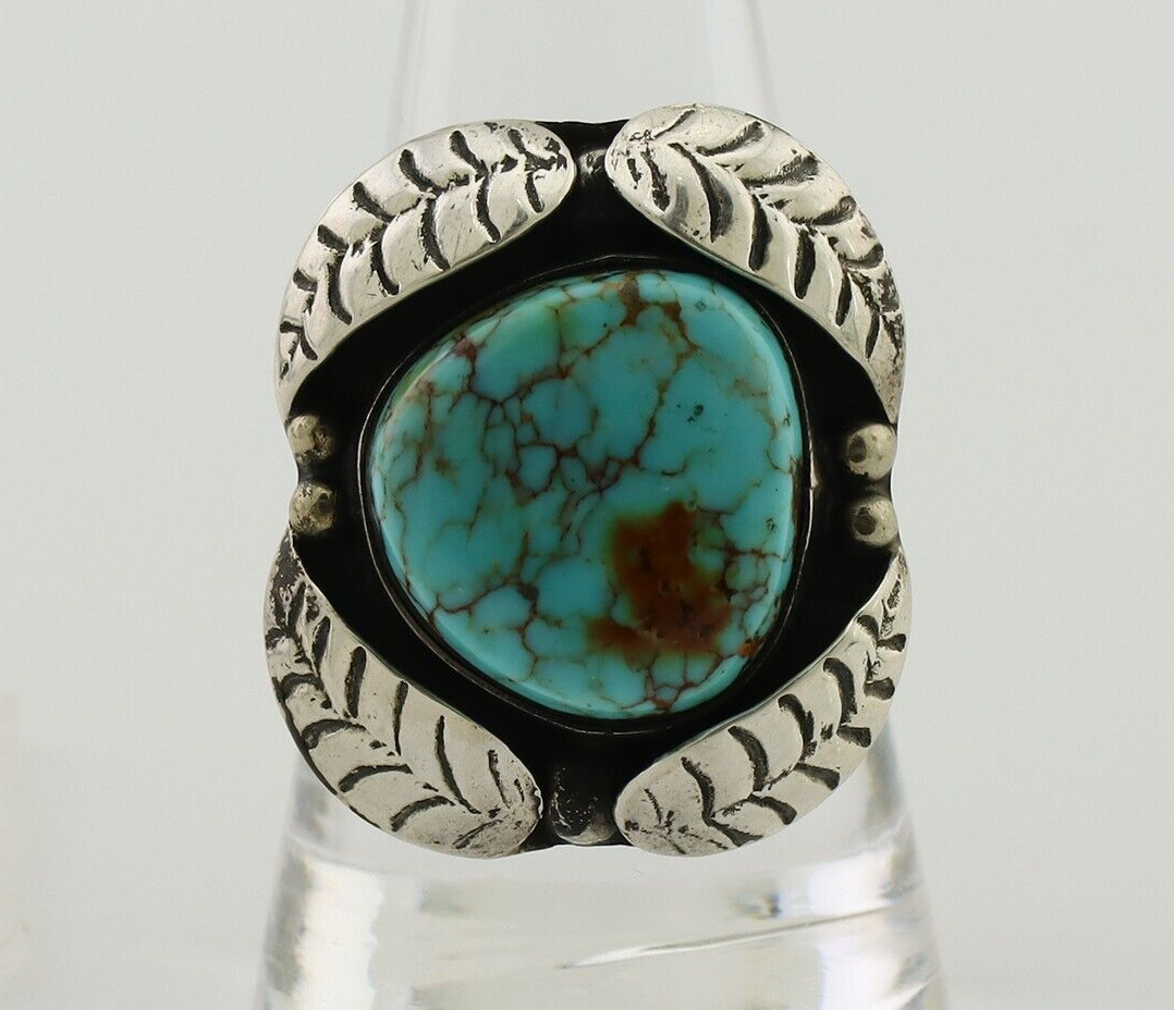 Navajo Ring 925 Silver Natural Turquoise Native American Artist C.80's