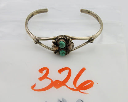 Navajo Bracelet 925 Silver Cuff Turquoise Handmade Native Artist C.80's