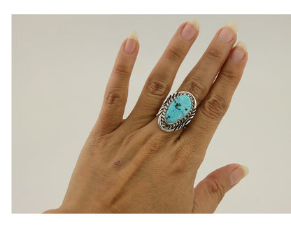 Navajo Handmade Ring 925 Silver Turquoise Signed Billy Eagle C.80's