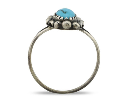 Navajo Ring 925 Silver Sleeping Beauty Turquoise Signed SkyStone Creations C80s