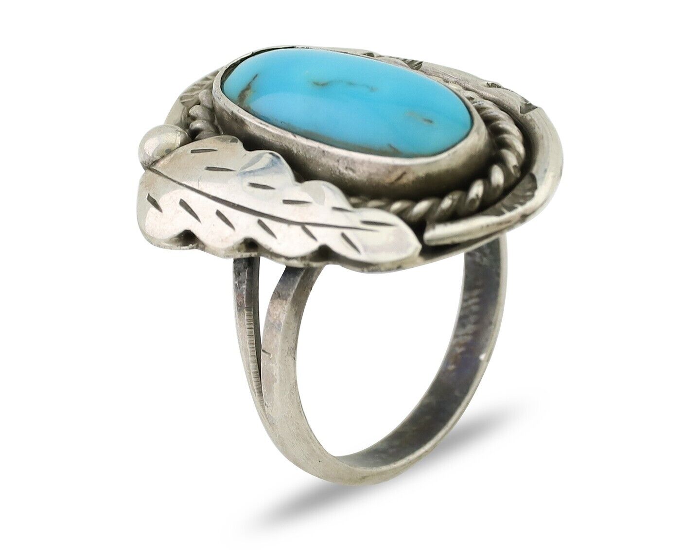 Navajo Handmade Ring 925 Silver Natural Turquoise Signed Jason Livingston C.80's