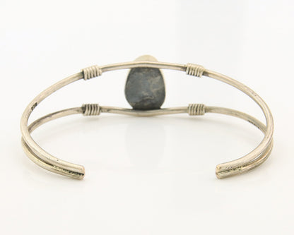 Navajo Cuff Bracelet Sterling Silver Blue Gem Turquoise Native American Artist