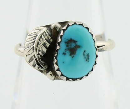 Navajo Ring 925 Silver Sleeping Beauty Turquoise Native American Artist C.80's