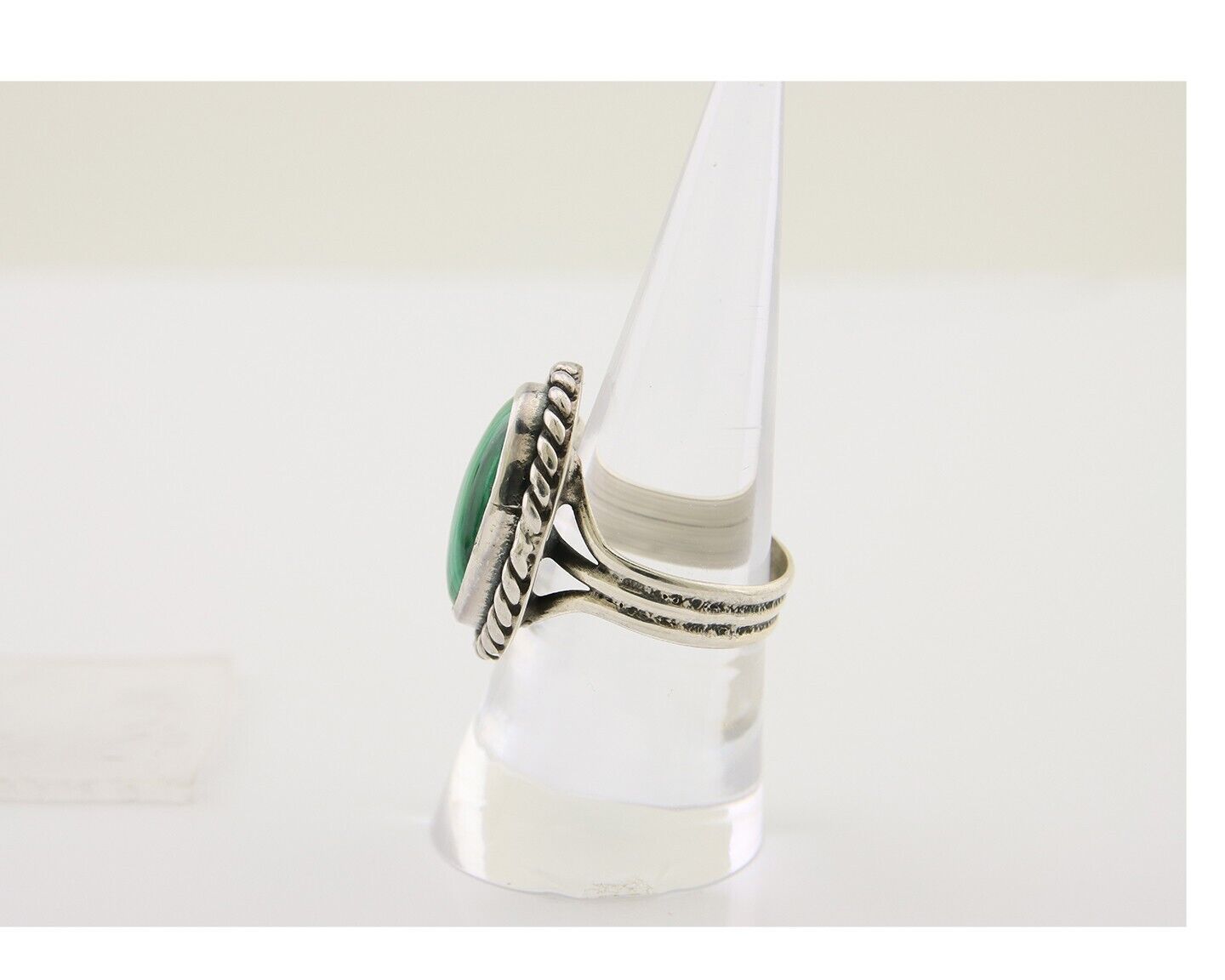 Navajo Ring 925 Silver Natural Malachite Native American Artist C.80's