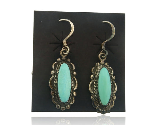 Navajo Earrings 925 Silver Natural Turquoise Native Artist C.80's