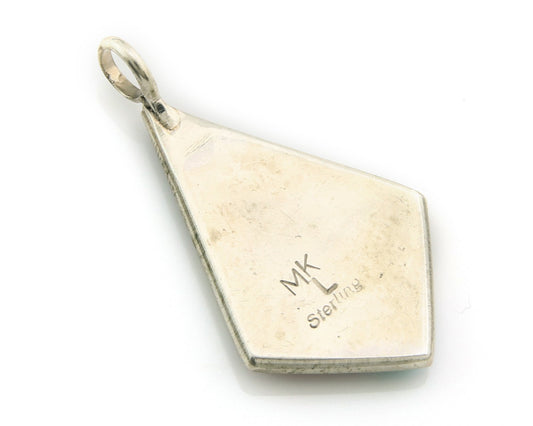 Zuni Cross Pendant Sterling Natural Gemstone Authentic Traditional Signed MLK