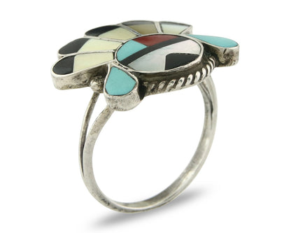 Vintage Zuni Ring 925 Sterling Silver Natural Gemstone Size 7.0