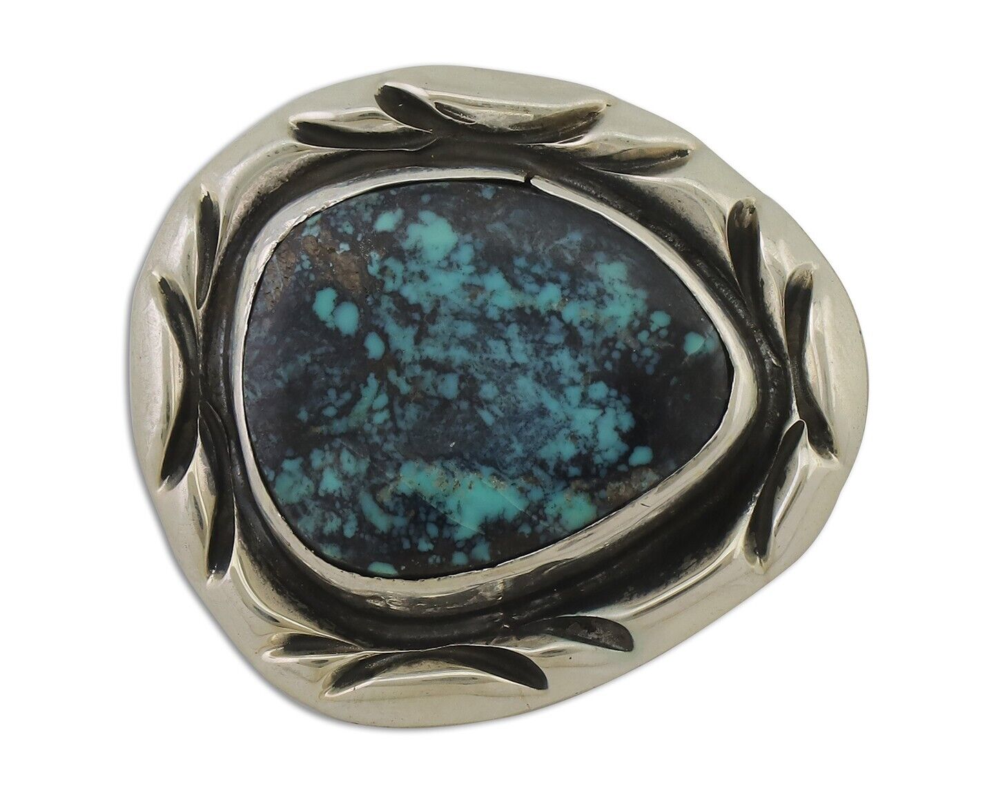 Navajo Pin 925 Silver Natural Spiderweb Turquoise Signed C Raincloud C.80's