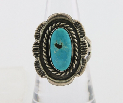 Navajo Ring 925 Silver Bisbee Turquoise Signed Herbert Cayatineto C80s Size 7.5