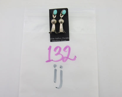 Navajo Dangle Squash Earrings 925 Silver Natural Turquoise Native Artist C.80's