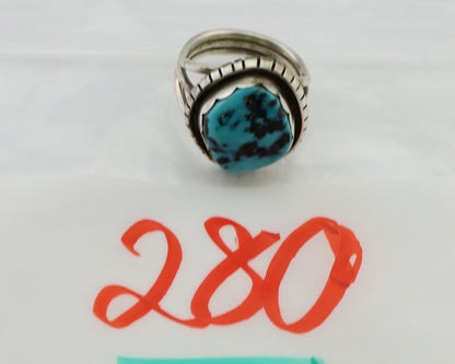 Navajo Ring 925 Silver Natural Blue Turquoise Signed Tony Guerro C.80's