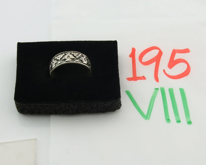 Navajo Band Ring Sterling Silver Vintage Authentic Signed BSM Size 8.0