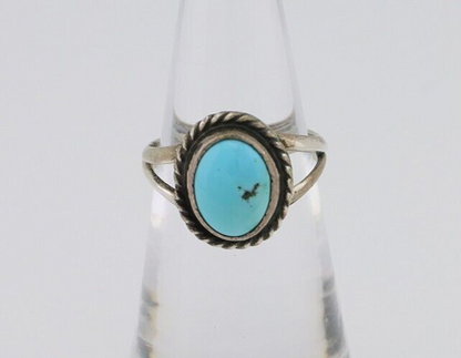 Navajo Ring 925 Silver Kingman Turquoise Native American Artist C.80's