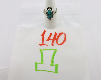 Navajo Ring 925 Silver Kingman Turquoise Native American Artist C.80's