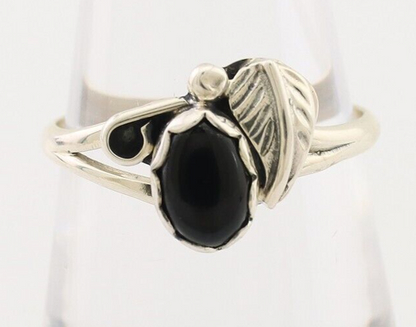 Navajo Handmade Ring 925 Silver Natural Onyx Native Artist Size 6.5 C.80's