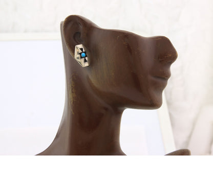 Navajo Earrings Sterling Silver Vintage Handmade Shadow Box