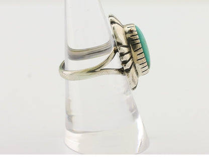 Navajo Ring 925 Silver Kingman Turquoise Signed M Montoya Size 7.0 C.80's