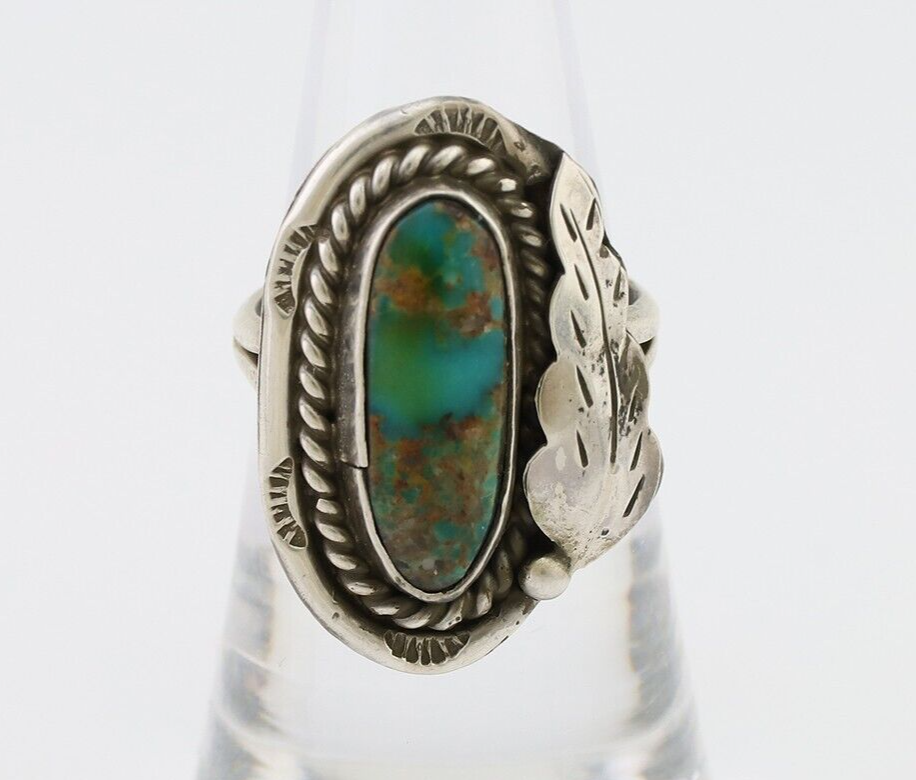 Navajo Handmade Ring 925 Silver Natural Turquoise Signed Jason Livingston C.80's