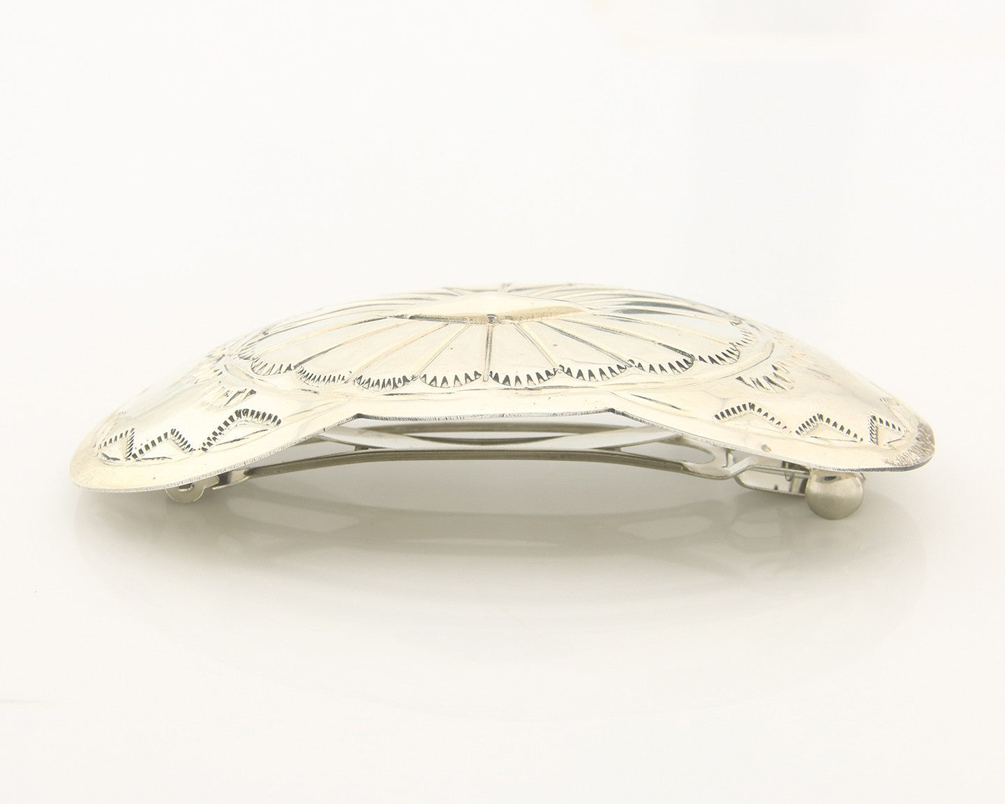 Vintage Navajo Barrette 925 Sterling Silver Hand Stamped Authentic Native Artist