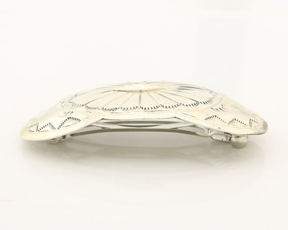 Vintage Navajo Barrette 925 Sterling Silver Hand Stamped Authentic Native Artist
