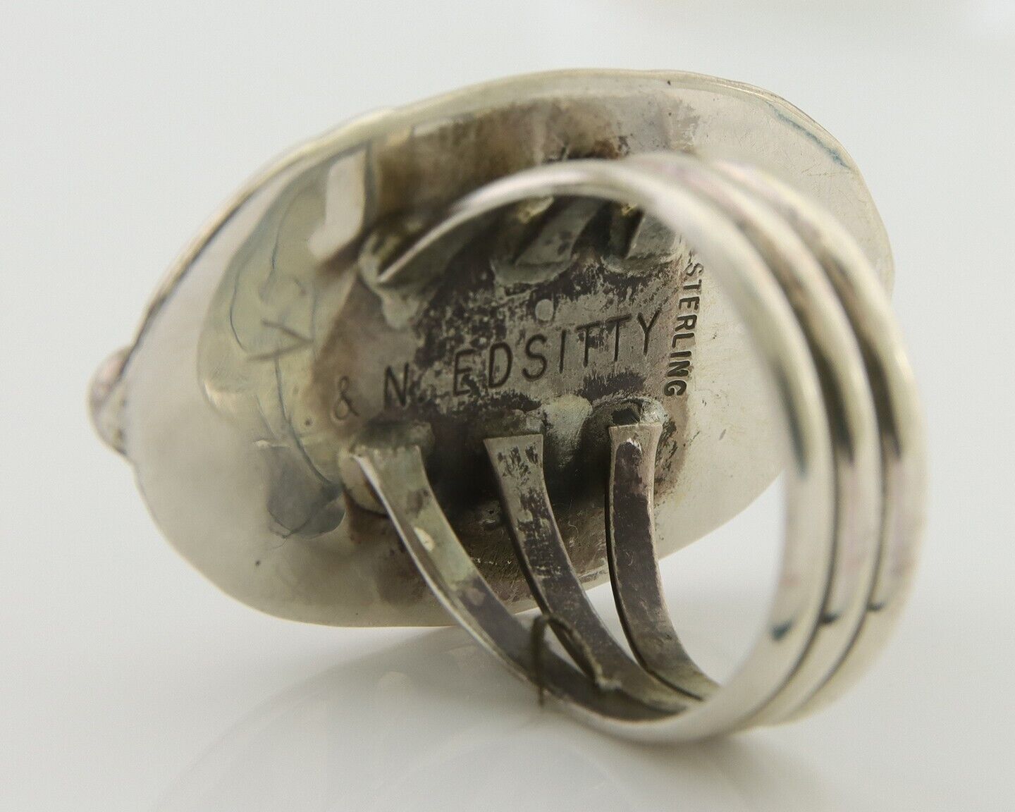 Navajo Ring 925 Silver Black Onyx Artist Signed V & N Edsitty C.80's