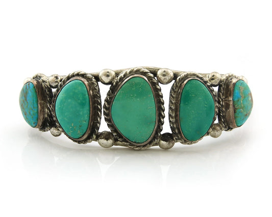 Men Navajo Cuff Bracelet Sterling Silver Turquoise Vintage Signed C Montoya