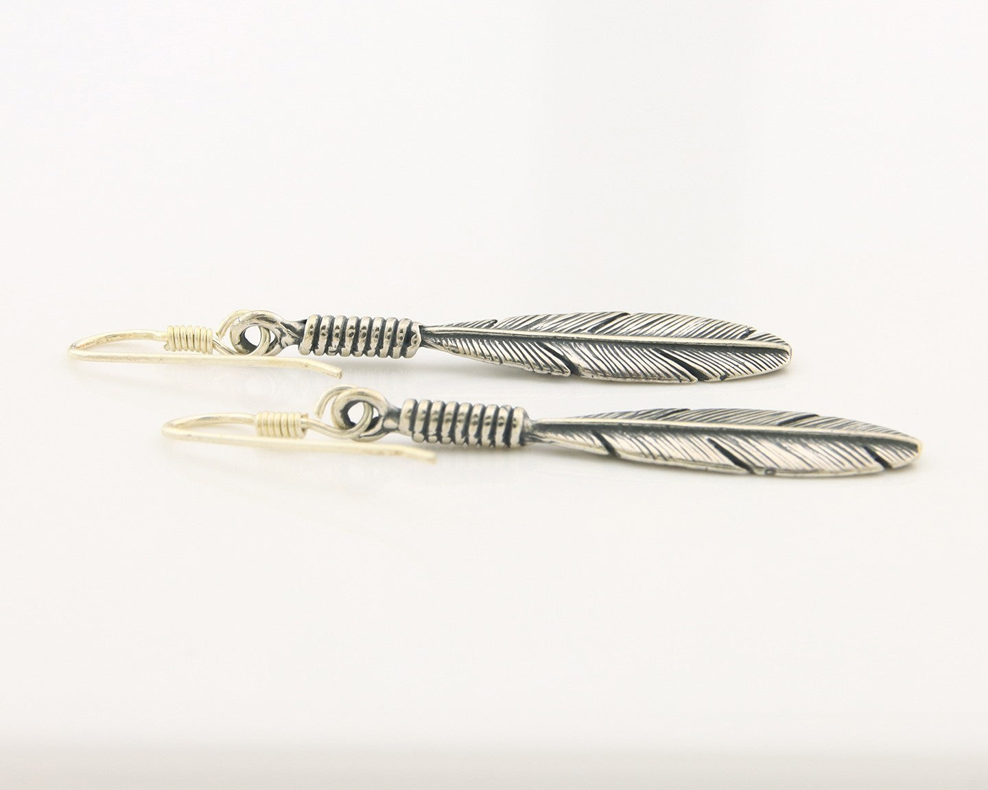 Navajo Eagle Feather Earrings Sterling Silver Dangle Vintage