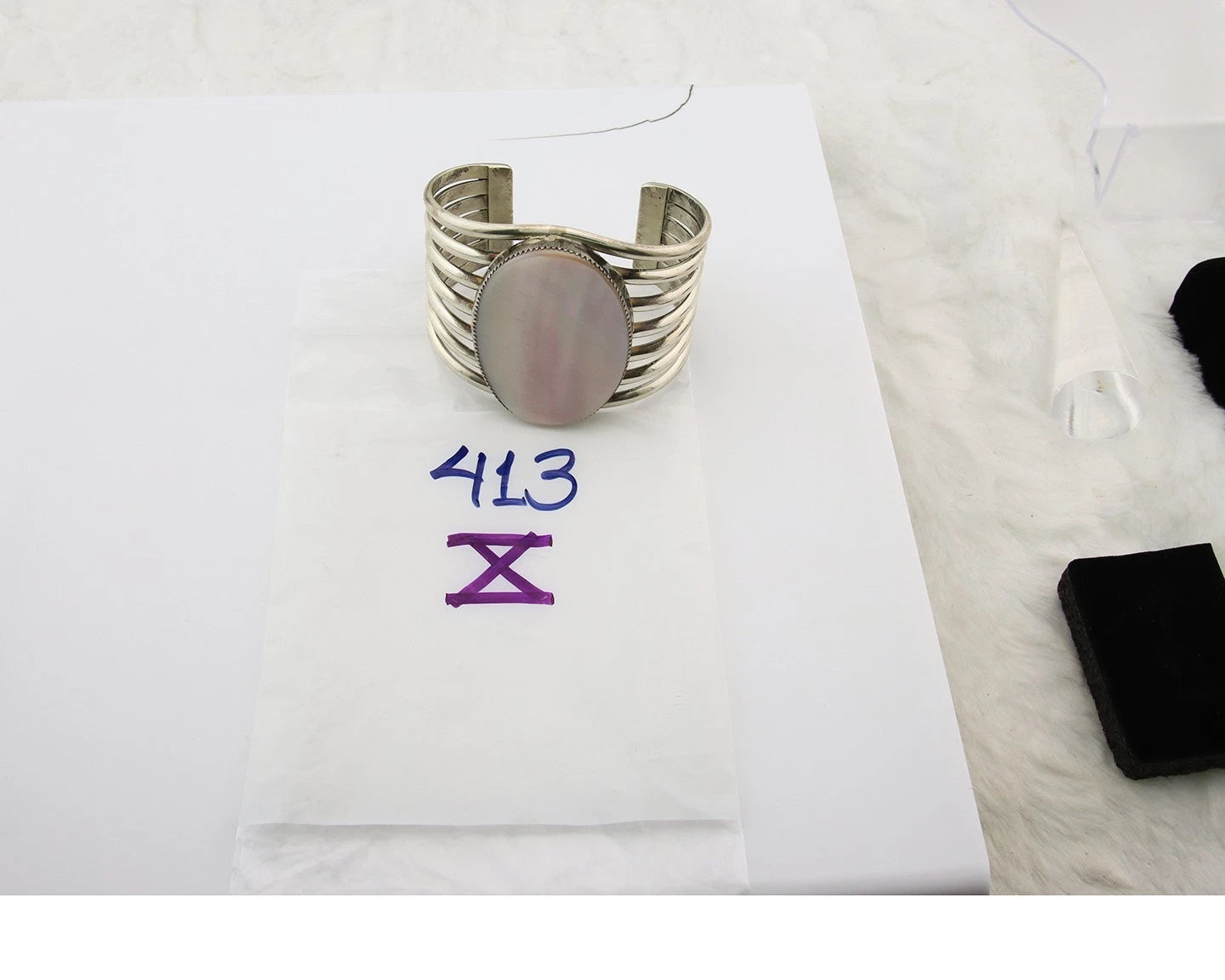 Navajo Cuff Bracelet Sterling Silver Authentic Pink Muscle Artist Signed TSO