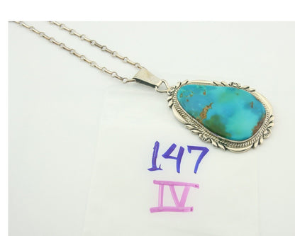 Huge Vintage Navajo Necklace 925 Silver Royston Turquoise Signed Billie Eagle