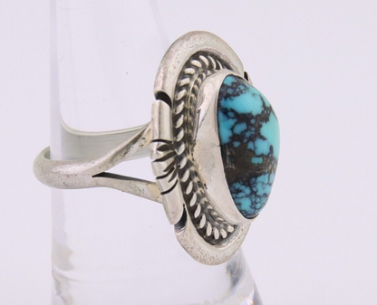 Navajo Ring 925 Silver Spiderweb Turquoise Signed Jon McCray C.80's
