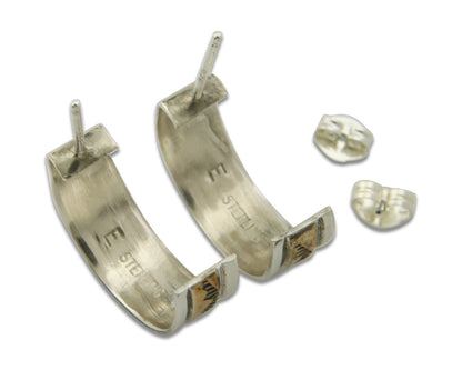 Navajo Hoop Earrings 925 Silver & Gold Artist Signed Randall Endito C.80's