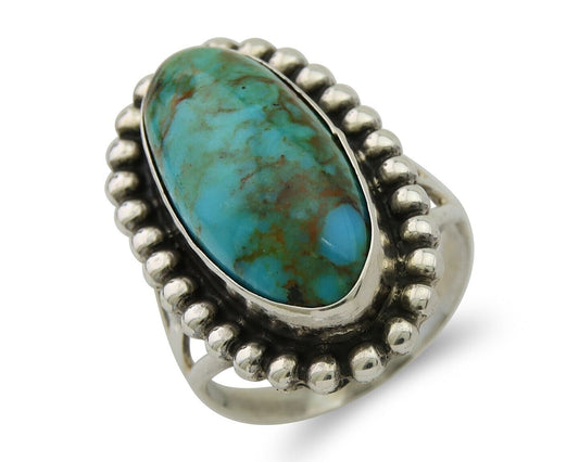 Navajo Shield Ring 925 Silver Arizona Turquoise Native Artist C.80's