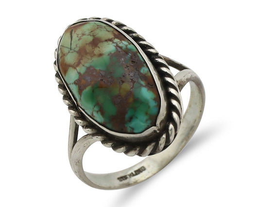 Navajo Ring .925 Silver Natural Kingman Turquoise Native American Artist C.80's