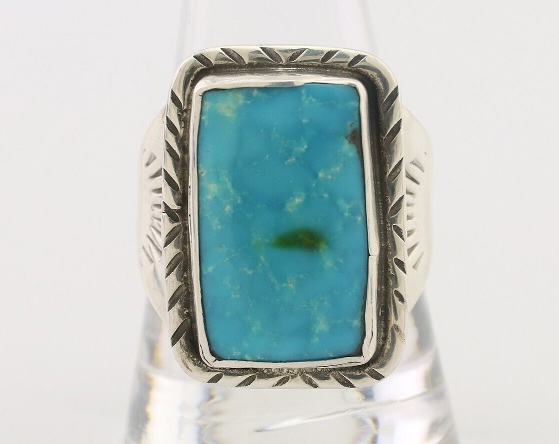 Navajo Ring 925 Silver Natural Blue Turquoise Native American Artist C.80's