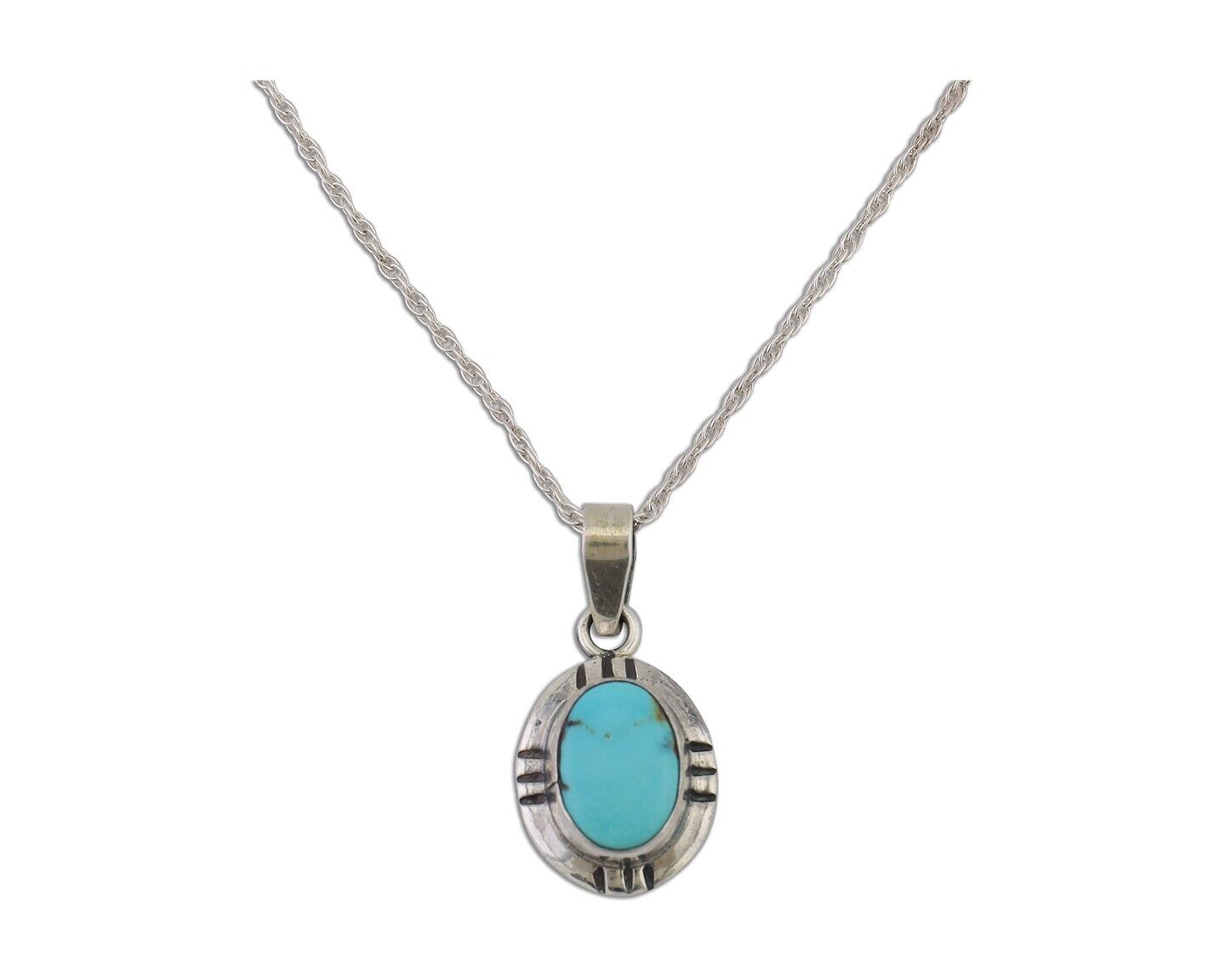 Navajo Necklace 925 Silver Natural Kingman Turquoise Native American C.80's